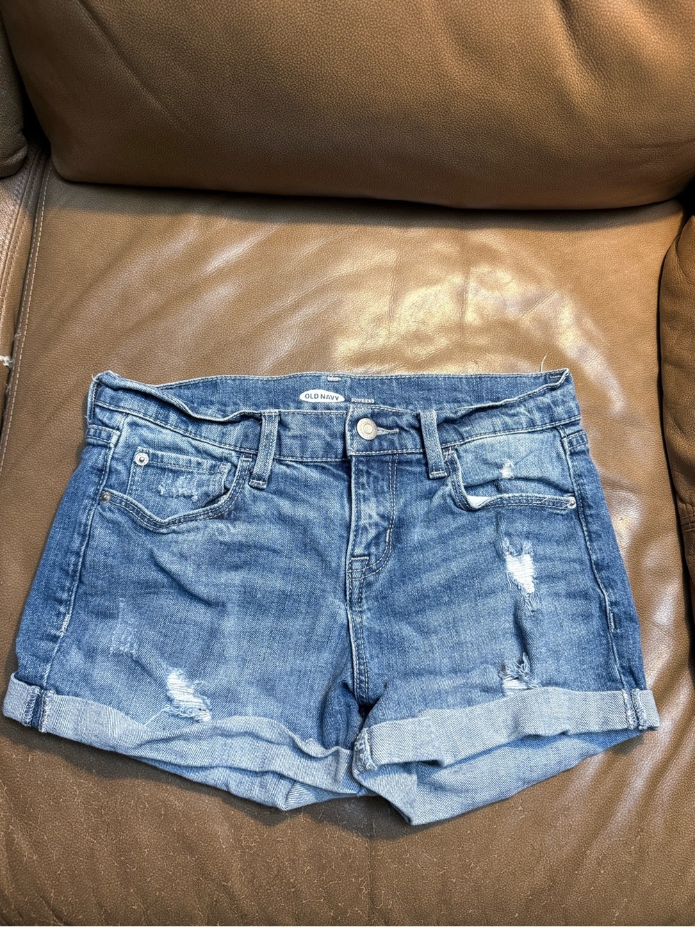 Old Navy Rolled Hem Distressed Jean Shorts - Light Blue